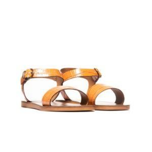 NIB GENUINE LEATHER Tan crocodile sandal